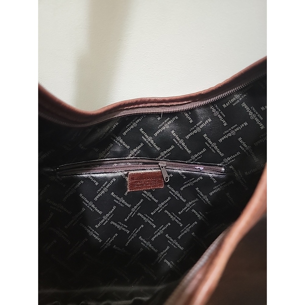 MARINO ORLANDI Italy Beautiful Black And Brown Leather Shoulder Hobo Bag - Picture 11 of 12